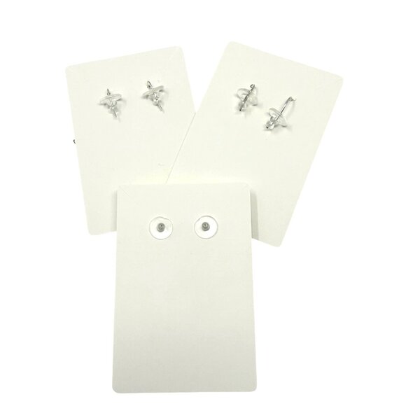 Earrings-3‎ Pair-Green & Silver Beaded Swirl, Pearl Stud, & Clear Crystal Dangle - Picture 5 of 5